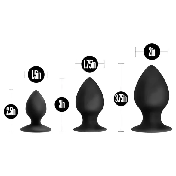 Anal Adventures Platinum - análny kolík set - 3 ks čierne