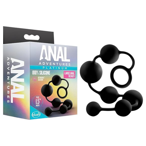 Anal Adventures - análny dildo s perlami - čierny