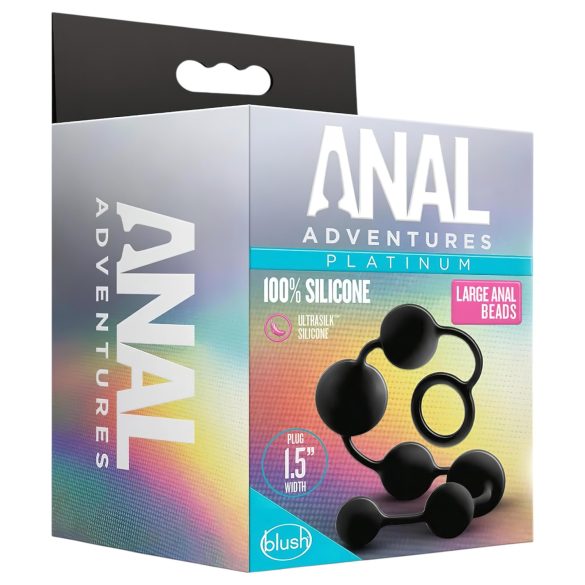 Anal Adventures - análny dildo s perlami - čierny