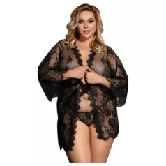   Subblime Queen Plus - čierny čipkovaný županový set (XL-2XL)
