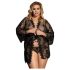 Subblime Queen Plus - čipkový župan set - čierna (XL-2XL)