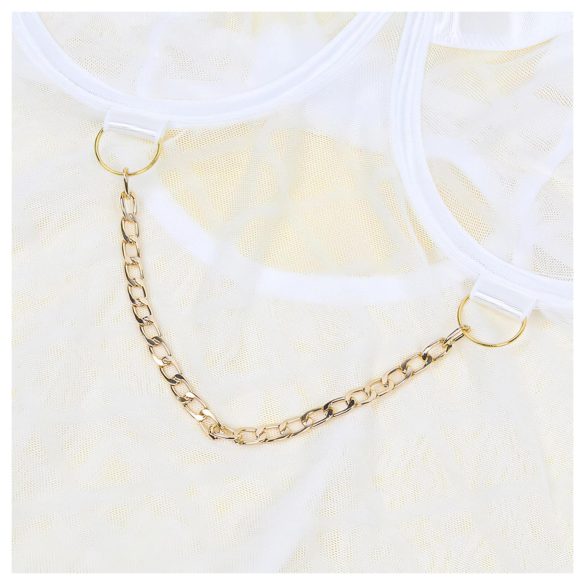 Subblime 954291 - body s retiazkami - priesvitné biele - L/XL