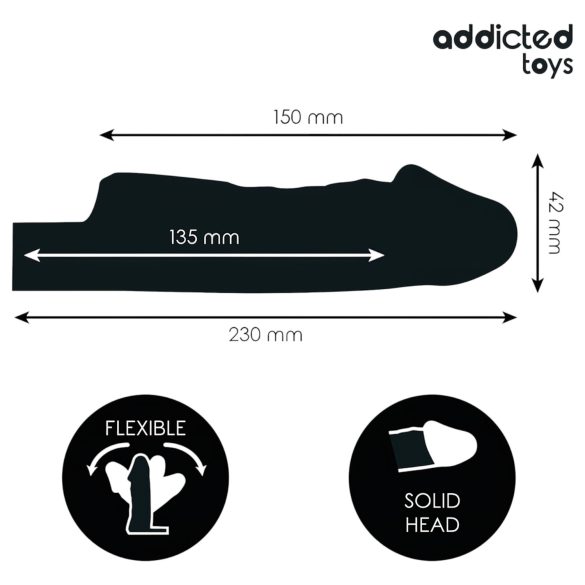 Addicted Toys - návlek na penis s erekčným krúžkom - 23 cm - transparentný