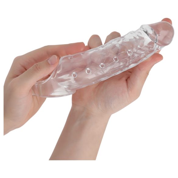 Addicted Toys - návlek na penis s erekčným krúžkom - 23 cm - transparentný