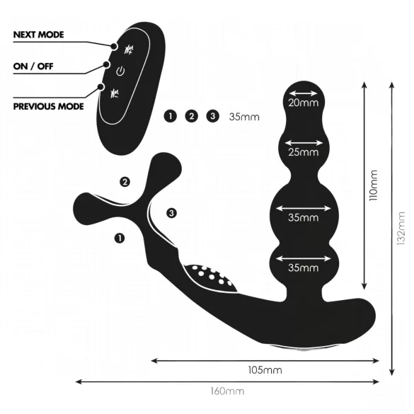 Addicted Toys - análny vibrátor s rotačnou hlavou a erekčným krúžkom - čierny