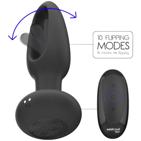 Addicted Toys - análny vibrátor s pohybujúcim sa jazykom - čierny
