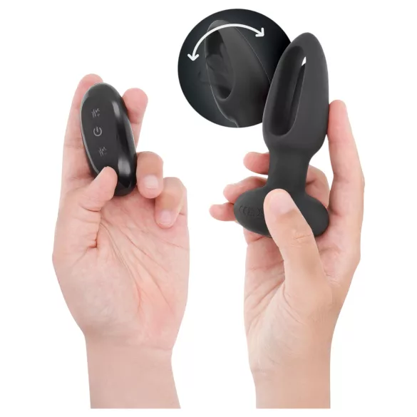 Addicted Toys - análny vibrátor s pohybujúcim sa jazykom - čierny