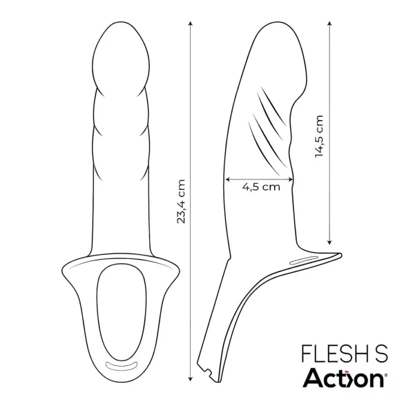 Action StrapOn S - nasadzovací dutý dildo - naturálna farba