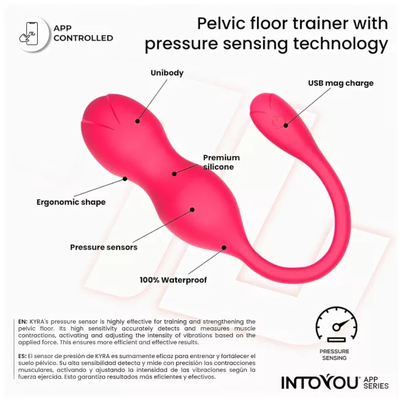 INTOYOU Kyra Pelvic - vibrátor typu venušine guličky ovládaný aplikáciou (ružový)