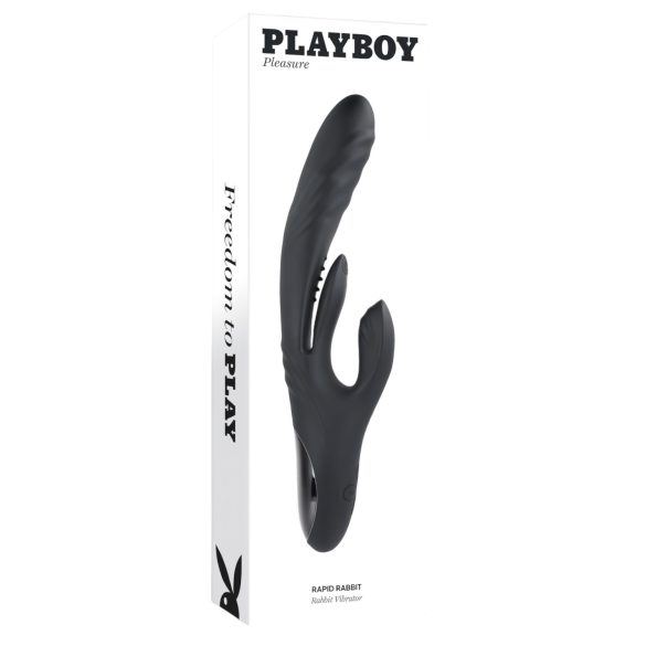 Playboy - vibrátor s klitoriálnym stimulátorom - nabíjateľný - čierny