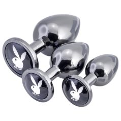 Playboy - análny plug set - 3 ks - strieborný