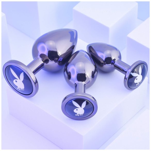 Playboy - análny plug set - 3 ks - strieborný
