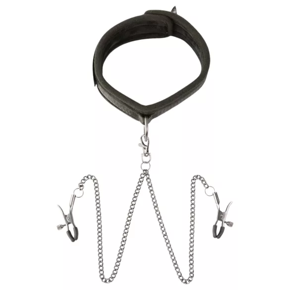 Sei Mio - obojok a svorky na bradavky - čierne