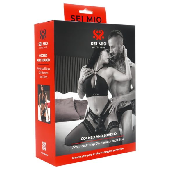 Sei Mio - čierny strap-on dildo s postrojom, 15 cm