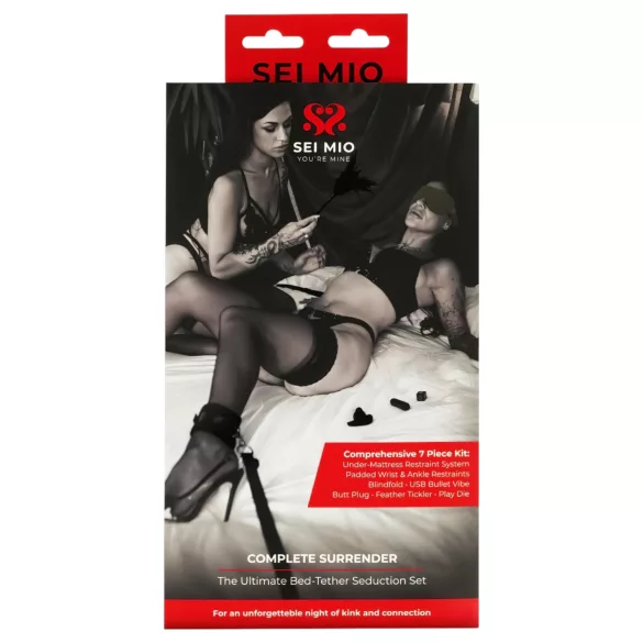 Sei Mio - putá pre pripútanie k posteli - čierna bondage sada