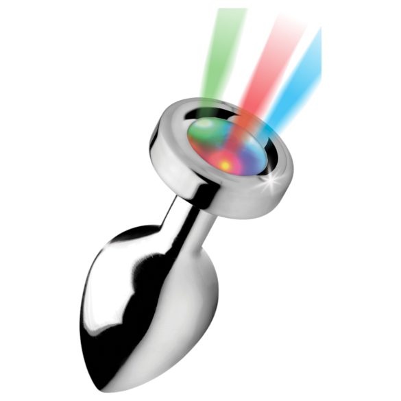 Booty Sparks - análny kolík so svetlom - stredný - strieborný