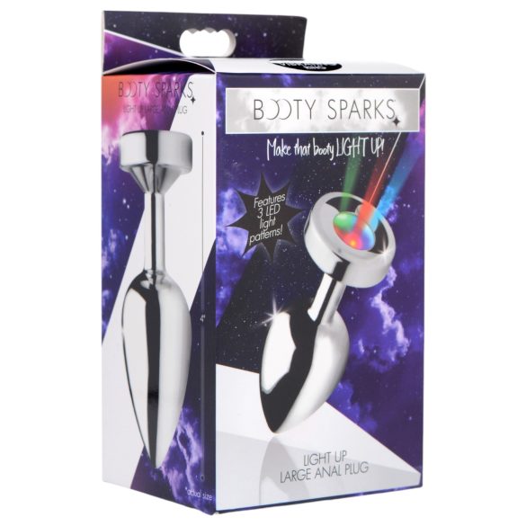 Booty Sparks - análny kolík svietiaci - veľký - strieborný
