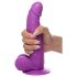 XR Brands POP - prísavkový dildó s semenníky - 19 cm (fialový)