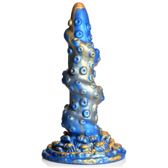 Creature Cocks Kraken - špirálová chápadlová dilda - 21cm (zlatá-modrá)