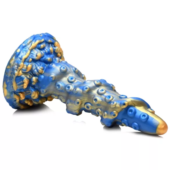 Creature Cocks Kraken - špirálové dildo v tvare chápadla - 21 cm - zlatá/modrá