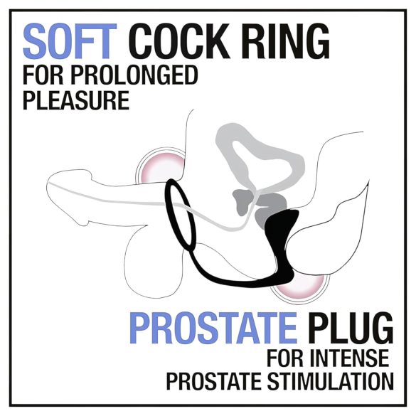 Anal Adventures Platinum - análny dildo s erekčným krúžkom - čierny