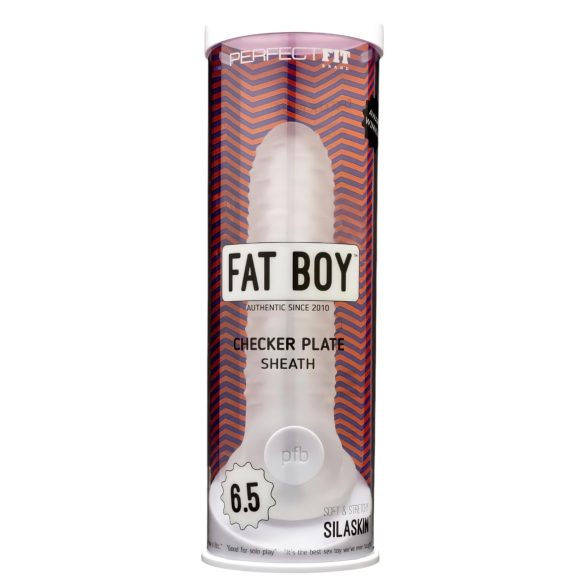 Fat Boy Checker Box - návlek na penis - 17 cm - biely