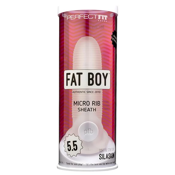 Fat Boy - návlek na penis - rebrovaný povrch - 15 cm biely