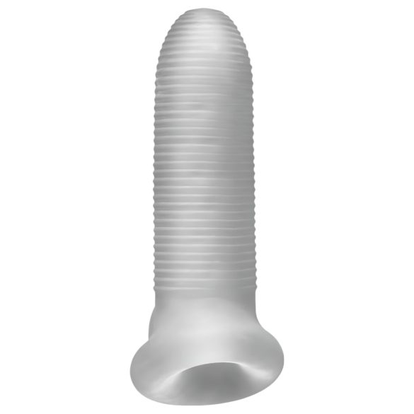 Fat Boy - návlek na penis - rebrovaný povrch - 15 cm biely
