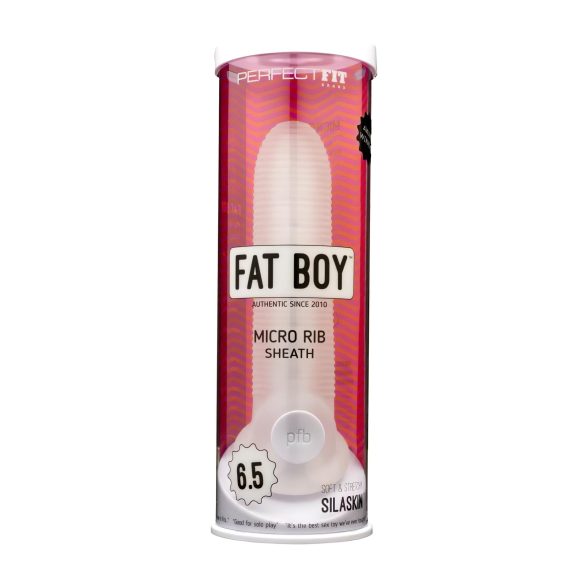 Fat Boy - návlek na penis - rebrovaný - 17 cm - biely