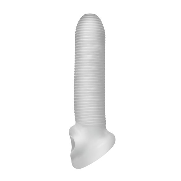 Fat Boy - návlek na penis - rebrovaný - 17 cm - biely