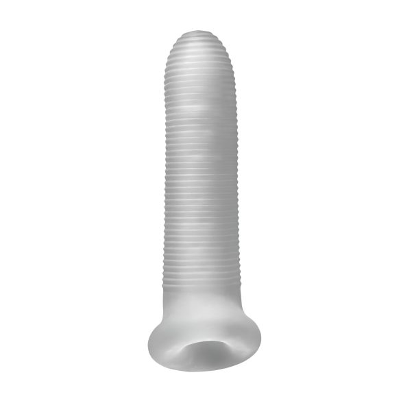 Fat Boy - návlek na penis - rebrovaný - 17 cm - biely