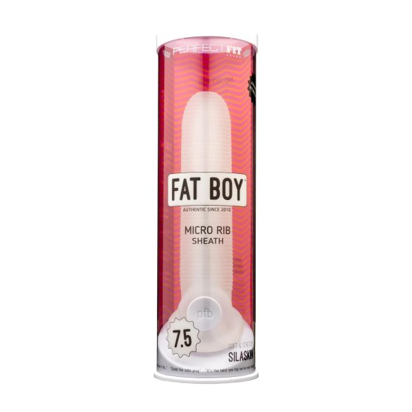 Fat Boy - návlek na penis - jemné rebrovanie - 19 cm - biely