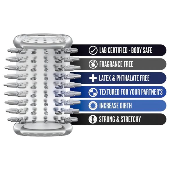 Stay Hard - erekčný návlek na penis s tŕňmi - priehľadný