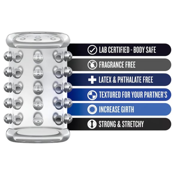 Stay Hard - erekčný krúžok s bodkami - priehľadný