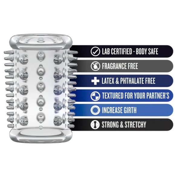 Stay Hard - erekčný krúžok s tŕňmi - transparentný