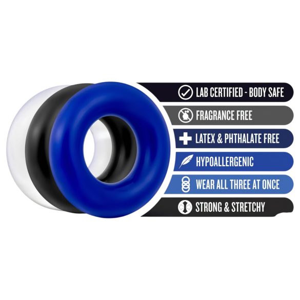 Stay Hard - erekčný krúžok sada - 3 ks - farebné