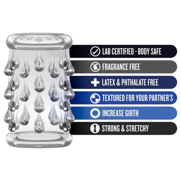 Stay Hard - erekčný krúžok s guľôčkami - priehľadný