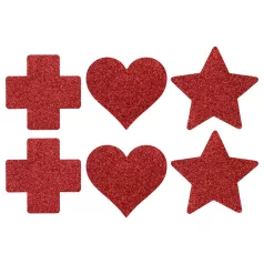   Le Désir - nalepovacie ozdoby na bradavky - 3 páry - červené