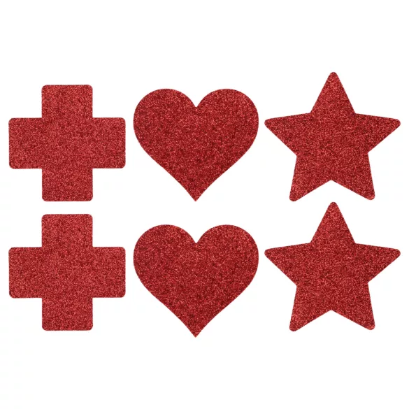 Le Désir - nalepovacie ozdoby na bradavky - 3 páry - červené