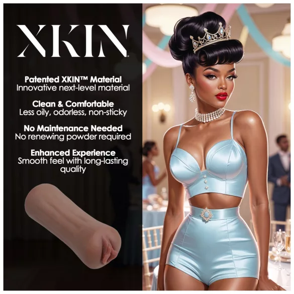XKIN Beauty Queen Lulu - realistická umelá vagína masturbátor (tmavý naturál)