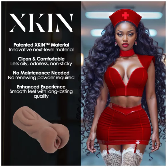 XKIN Naughty Nurse Riley - realistická umelá vagína masturbátor (tmavý naturál)