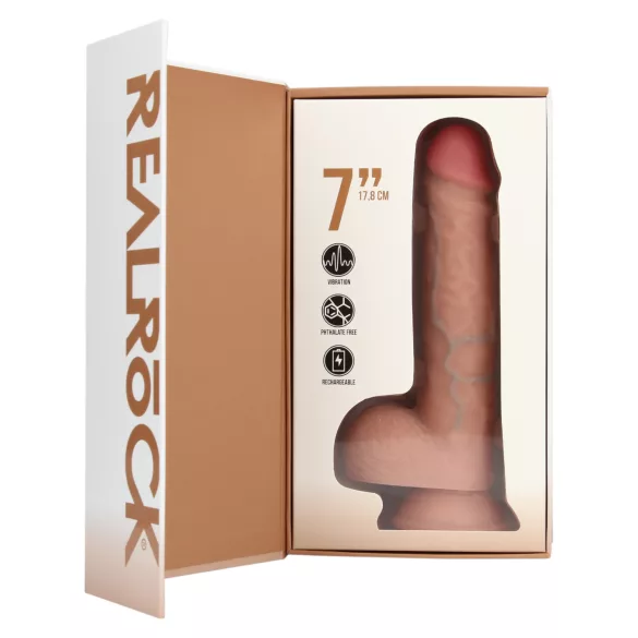 RealRock - vibrátor s prísavkou - realistický - telová farba - 18 cm