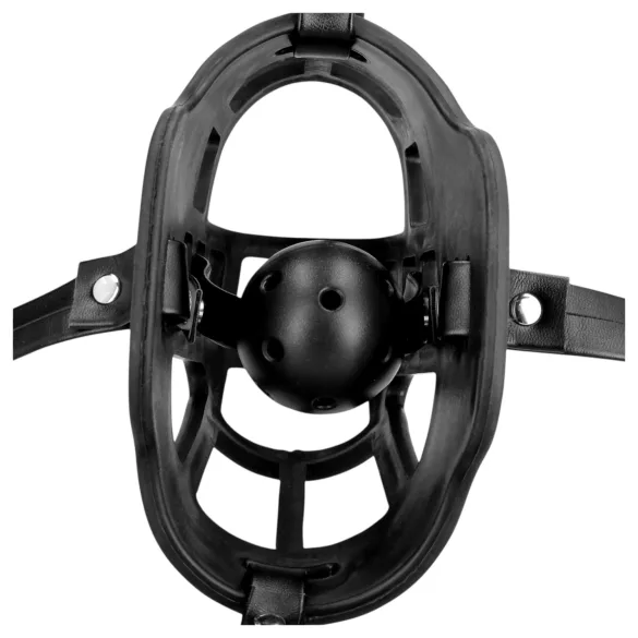 Ouch! - erotický náhubok s vloženými roubíkmi - čierny