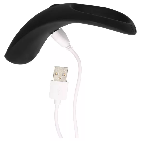 Loveline - vibračný erekčný krúžok na penis a semenníky - nabíjateľný - čierny