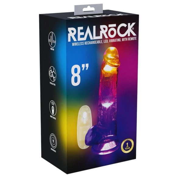 REALROCK - vibrátor s semenníkmi - svietiaci - 20 cm