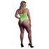 Ouch! - erotické body s popruhmi - fosforeskujúce - neon zelené - XL-4XL