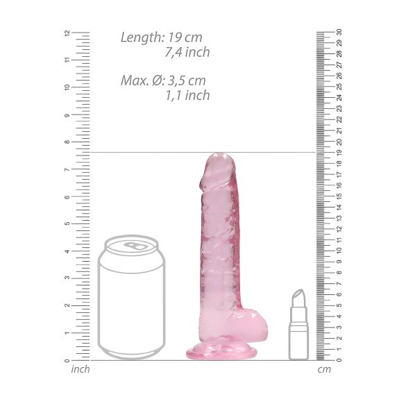 RealRock - realistický dildo - priehľadný ružový - 17 cm