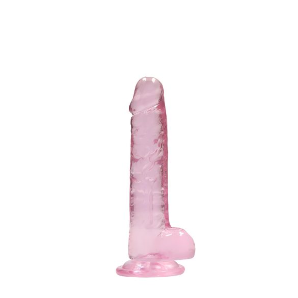 RealRock - realistický dildo - priehľadný ružový - 17 cm