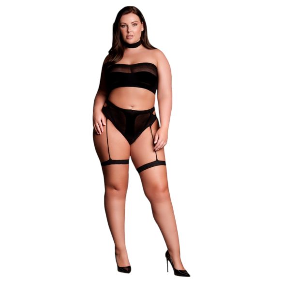 Le Désir Plus Size - 3dielna sada spodnej bielizne - čierna (XL-4XL)