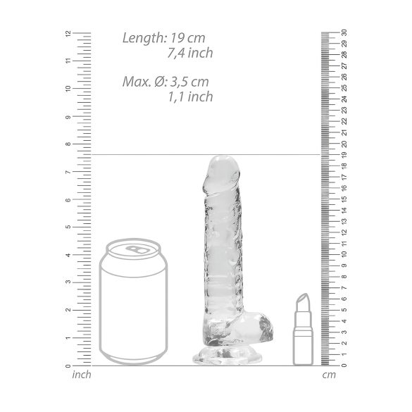 RealRock - realistický dildo - priehľadný - 17 cm